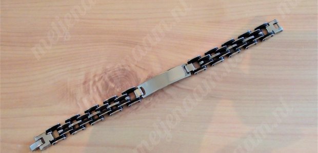 Armband met naamplaat staal rubber